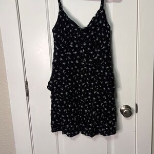 90s black floral dress Medium